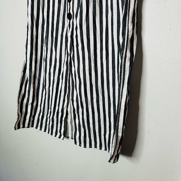 CUPCAKES AND CASHMERE Black White Striped Faux Front Button Midi Skirt Size 2 - Picture 4 of 8